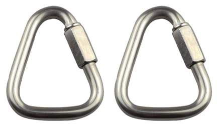 Edelstahl 304 Karabinerhaken, 2 Stück Dreieckige Karabinerschnalle Schnellverbindung Strapazierfähig für Camping, Wandern, Reisen, Angeln, Rucksack