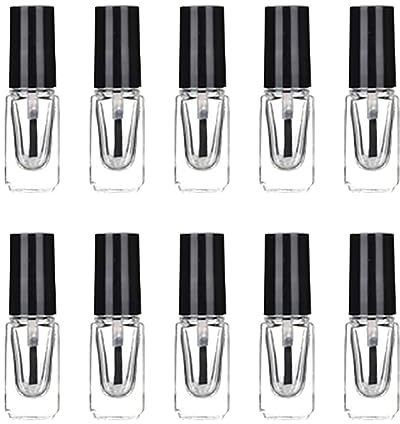 Lot de 10 flacons de Vernis à Ongles en Verre Transparent de 3 ML - Mini récipients vides Rechargeables pour Nail Art - avec Capuchon Pinceau - pour Voyage à la Maison