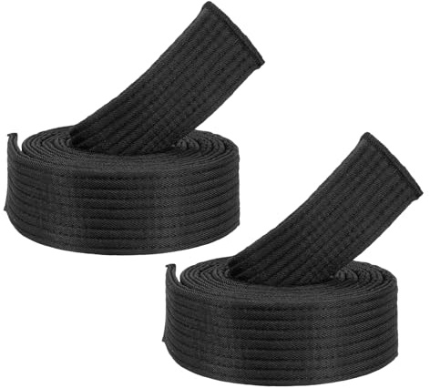 PATIKIL Taekwondo Farbige Gürtel für Ranglisten, 2er Pack 1,6 x5,3FT Polyester Taekwondo Farbige Gürtel für Unterricht Praxis, Schwarz