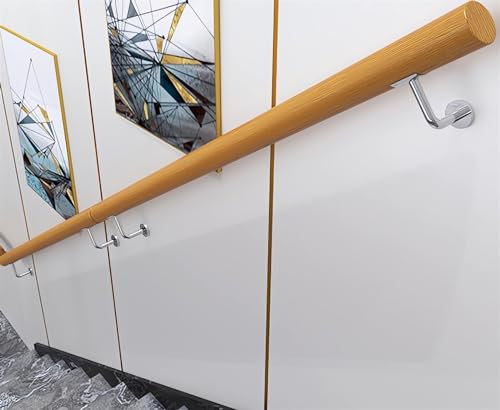 Treppengeländer Hölzern Geländer für Außen/Innen, 30-450cm, Ø5cm Handlauf Außentreppe Geländer, für Treppen, Brüstung, Balkon, Pflegeleicht (Size : 420cm)