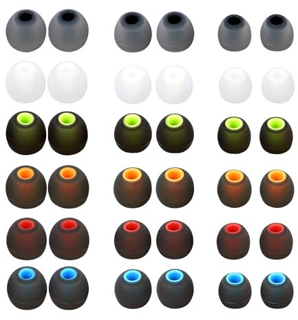 MQIMY Silicone Replacement Earbud Tips Earbud Covers Eartips Fit Most in-Ear Earbuds(Inner Hole 3.8mm -5.1mm) Headphone Earbuds Rubber Tips 18 Pairs S M L