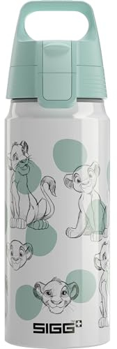 Sigg – aluminiumvattenflaska för barn – WMB ONE Simba & Nala – Lejonkungen – lämplig för kolsyror – läckagesäker – fjäderlätt – BPA-fri – klimatneutralt certifierat – sport och skola – vit – 0,6 l