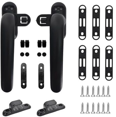 2 Pezzi Maniglia Finestra Alluminio, Maniglia Per Finestra, Maniglie per Finestre in Lega, per Finestra in Acciaio Inox Scorrevole Interno ed Esterno per Porte Finestre (Nero)