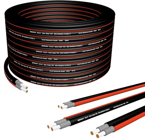 Germany B.e.s.t Solarkabel Duplex 4mm2 PV TÜV Zertifiziertes Kabel Aus Kupfer, Photovoltaik 50m Schwarz Und Rot