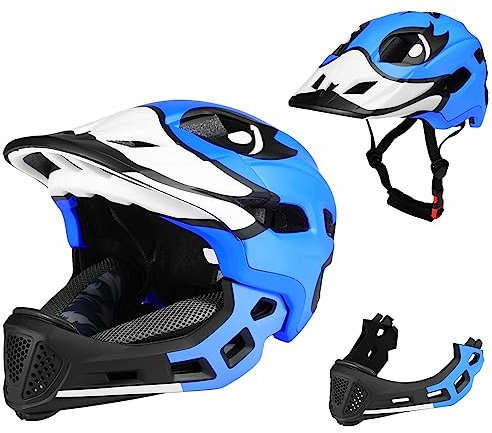 Ailgely Fahrradhelm Kinder Helm Fullface Abnehmbar mit Kinnschutz, Jugend Unisex 50-56cm BMX Helm Kinder für Kinderfahrrad, Roller, Skater - Fahrrad Helm Jungen & Mädchen