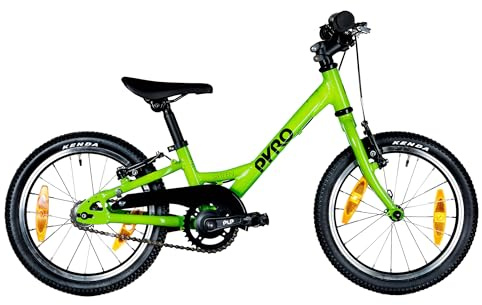 TechniBike PYRO Sixteen - leichtes Kinderfahrrad 16 Zoll für Mädchen und Jungen (mitwachsender Lenker, niedriger Einstieg, nur 5,6 kg), Grün