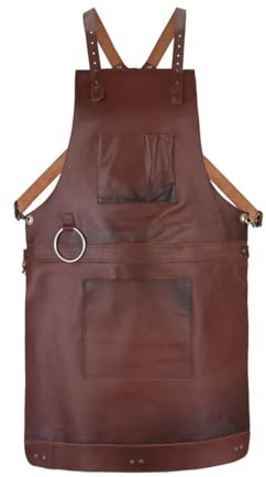 Tan Real Leather Apron Butcher Apron - Cook, BBQ, Cooking, Hairstylist, Bid, Cheff apron