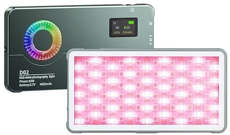 Andoer Pocket RGB Video Light, 10W Portable LED Fill Light Panel 2500K-9000K Dimmable 20 Scene Lighting Effects with Cold Shoe Adapter for Vlog Live Streaming Video Conference Lighting