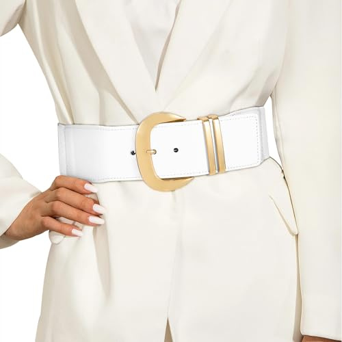JasGood Damen Breiter Gürtel Elastischer Taillengürtel für Kleider Stretchy Gürtel Hüftgürtel Goldener Schnalle Gürtel für Damen