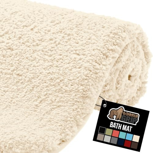 GORILLA GRIP Bathroom Rugs, 30x20, Ultra Soft Absorbent Mat, Thick Plush Bath Rug, Machine Washable, Microfiber Quick Dry, Mats for Shower, Bathtub and Floor, Home Decor Accessories, Ivory