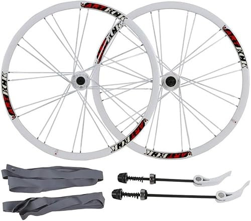 FURAHI Mountainbike Laufradsatz MTB Fahrrad Vorderrad Hinterrad 26 Zoll 24H Schnellverschluss 7 8 9 10 Geschwindigkeit Scheibe Doppelwandig Rand.,Weiß
