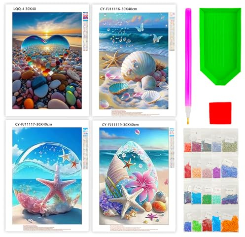 LUCKNIGHT Diamond Painting, Diamond Painting Kit Completo, Disegni con Perline da Attaccare, Quadro Diamantato per Adulti con Tema Marino, Ideale per Decorare Le Pareti di Casa, Dimensioni 30 x 40 cm