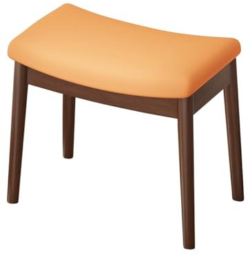 Taburete de tocador para tocador, cojín Curvo otomano de Cuero tapizado, Taburete de tocador de Maquillaje de 18 Pulgadas, Marco de Madera Maciza, reposapiés para sofá (Color: Nogal, tamaño:
