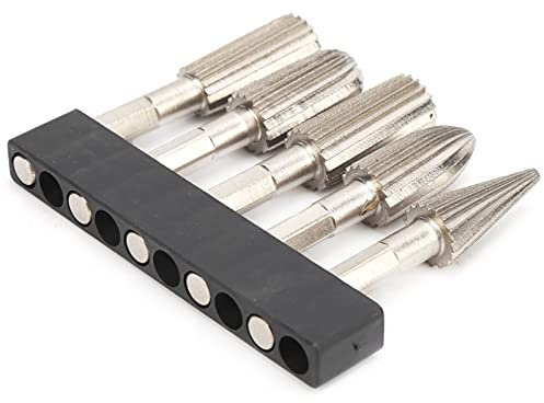 Sanding Drill Bit, Die Grinder Bits 5Pcs File 1/4in Hex Shank Double Cut Metal Grinder Drill Bit Set Die Grinder Bits Drill Bit Sharpener for Carving Polishing Engraving