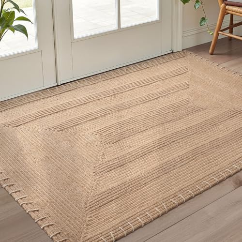 LUMI Indoor Door Mat 36x60, Non-Slip Handwoven Jute Rug, Classic