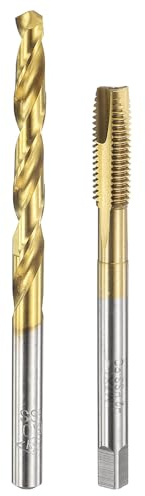 sourcing map Tap and Drill Bit Set, 1pcs M7 x 1 Metric Spiral Point Thread Screw Taps & 1pcs 6.0mm Twist Drill Bits, Titanium Coated HSS-6542 Tapping Threading Tool Kit