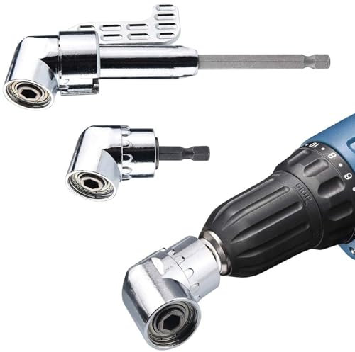 JISRKP Right Angle Drill Attachment, 2PCS, 90 Degree, 1V, Metal, Flexible Angle, Ergonomic Grip, Drill Attachment