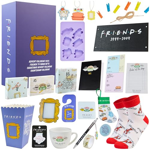 Get Trend Friends Calendrier de l'Avent 2026 pour Ados, Adultes et Fans | 24 Surprises avec Chaussettes, Tasse, Papeterie, Porte clés et Accessoires, Compte à Rebours de Noël, Idea Cadeau pour Adulte