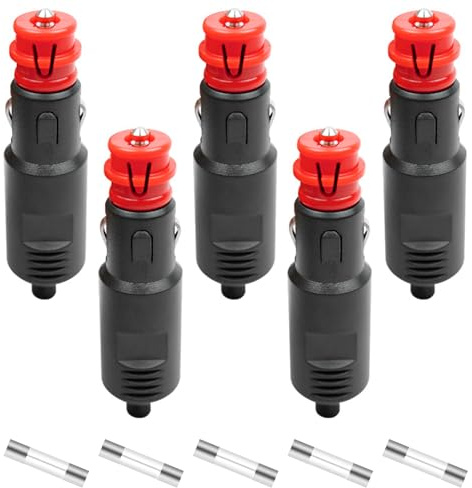 5 Stück Zigarettenanzünder Stecker 12V/24V Zigaretten Hellstoffstopfen Auto Stecker mit 10A Sicherung für Auto LKW Motorrad