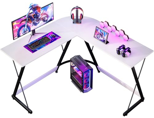 ODK Gaming Schreibtisch in L-Form, 120×120 cm, Weiß