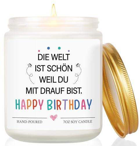 Geburtstagsgeschenk für Frauen, Geburtstagsgeschenk, Geburtstagskerzen mit Lavendel-Eukalyptus-Duft, Geschenke für Frau, Freundin, Mama, Schwester, Tochter