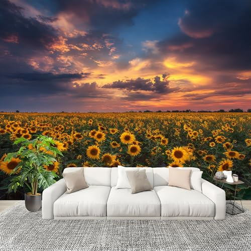 Fotomurale Tramonto Sul Mare di Girasole Murale in Tessuto Non Tessuto Poster Gigante 350x256 cm Scenario Mondialele Carta da Parati per Diverse Stanze Carta da Parete, Murale Alla Moda