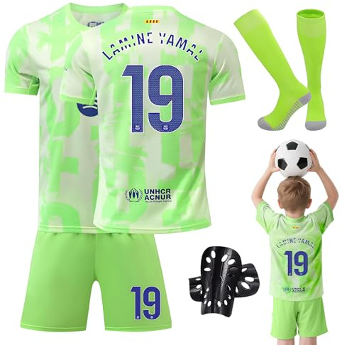 RoserRose - Completo calcio per bambini, Nr. 19, Maglietta da calcio per ragazzi, Asciugatura rapida, Jersey da calcio traspirante, Set di abbigliamento da allenamento con T-shirt, pantaloncini
