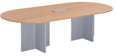 Générique Table de réunion modulable avec Extension L 260 cm Plateau chêne Clair piètement Croix Plein Bois Essens (Aluminium)