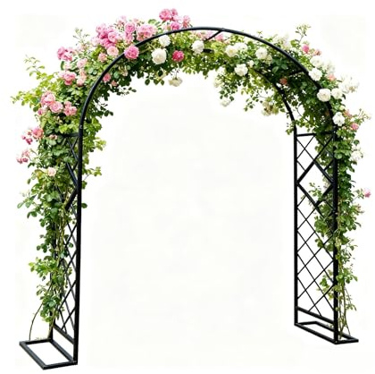 Rosenbogen Aus Metall 140-300cm Breite Rosen Torbogen Für Kletterpflanzen Stabil Rrankgitter Gartenbogen Freistehend Rosengestell Rankbogen Spalier Für Hochzeit Garten Balko(Black,W300xH230xT40cm)
