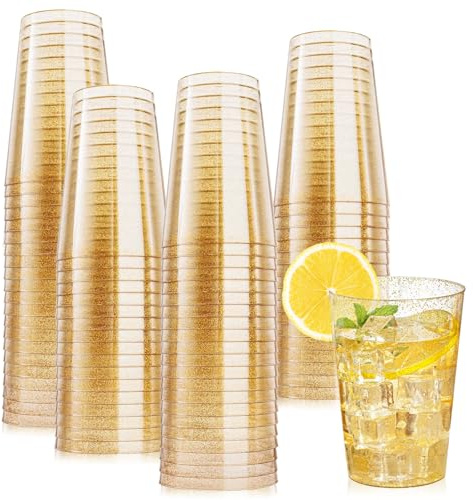 Viapriod 50 st metallfärgade galvaniseringsskikt hårdplastkoppar, återanvändbara PS-muggar för cocktails, champagne, öl, martini, dessert - festkoppar, födelsedag