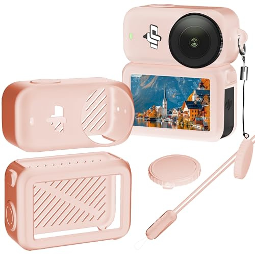 Debmale Osmo Nano Silicone Cover - Camera Lens Cap Protector Case Scratch-Resistant Durable for DJI Osmo Nano Camera Accessories with Wrist Strap Pink