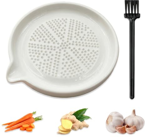GalaSingForU Grattugia in ceramica per zenzero e aglio, Rotondo, beccuccio
