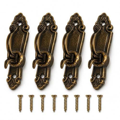 VBSYUYQ 4 Pcs Retro Bronze Curtain Tieback Hooks for Wall Mount Use | 4 pack retro iron wall mounted curtain tieback hooks, metal curtain holdbacks for bedroom living room home decor