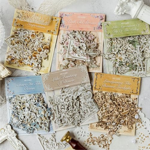 Tapufitil 120pcs Vintage Hohlrahmen Ecken Scrapbook Papier Scrapbook Buchecken Versorgung Relief Spitze Fotoecken Foto Ecken für Scrapbooking Papier Dekorative Frame Border Bild