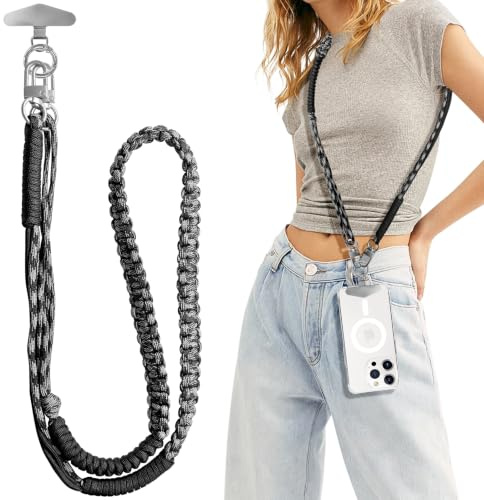 UnnFiko Handykette Universal Handyband zum Umhängen,Verstellbar Lanyard für Handyhülle mit Patch für alle Smartphones