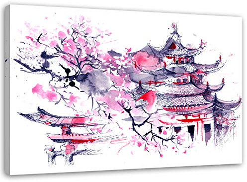 Feeby, Leinwandbild, Bilder, Wand Bild, Wandbilder, Kunstdruck 40x60cm, JAPANISCHER KIRSCHBAUM, ABSTRAKT, LILA