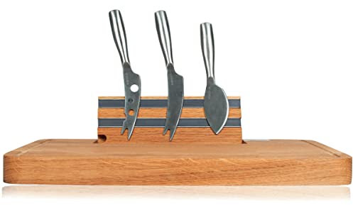 BOSKA Party Käseset/Käsebrett mit Messern/mit Magnetstreife/Edelstahl/Braun/Silber