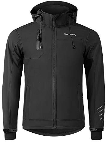 KUTOOK Giacca Softshell Impermeabile da Uomo con Cappuccio Giacca Trekking Invernale per Montagna Arrampicata Escursionismo Sci Neve e Vita Quotidiana