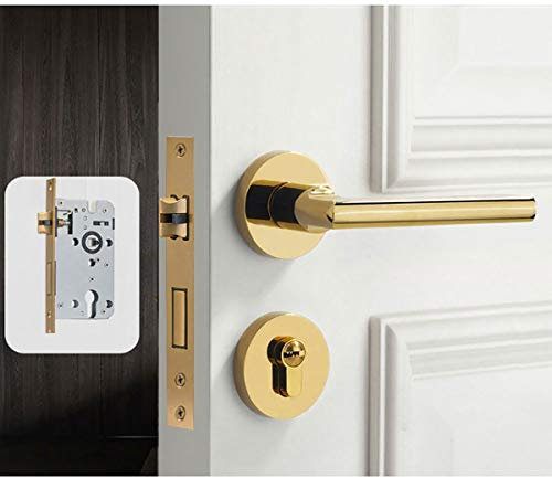 Poignée de porte intérieure à levier à ressort en bois avec 3 clés, 1 corps de serrure