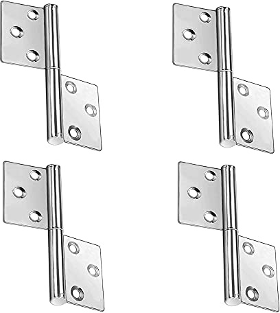 YZSZ 4 Stück Edelstahlscharnier Scharniere Steckverbinder Tür Scharnierband Stabile Türscharnier mit 6 Loch Klavierband Edelstahl stark und robust für Metall-Holztüren Fenster Wohnmöb Silber | Stabile Scharniere Türscharnier mit 6 Loch Klavierband Edelstahl stark und robust für Metall-Holztüren Fenster Wohnmöb Silber
