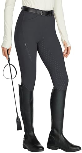 Willit Women's Horse Riding Pants Full Seat Silicone Equestrian Breeches Horseback Schooling Tights Zipper Pockets Gray L