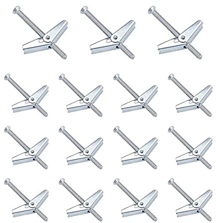 LONGHAO Lot de 15 chevilles à ressort à ressort en acier carbone - Vis d'expansion M4 - Vis supplémentaires - Vis à bascule pour montage au plafond, montage mural, plantes suspendues (argenté)