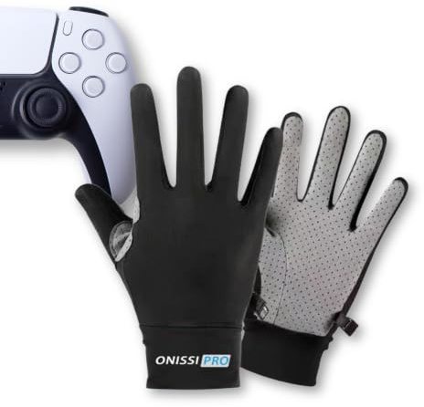 ONISSI - Professional Gaming Gloves Sweaty Hands Gamer Grip Gloves for Gaming Sim-Racing Gloves for Men Women Anti Sweat Black Full Finger Game Gloves for PS4/PS5/Xbox/Computer/PC/VR/Sim Racer