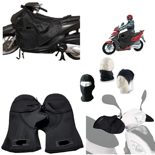 Compatible con KYMCO Agility 125 Cubierta PIERNAS Impermeable Manta TÉRMICA + Funda Manos PERILLAS Universal para Scooter