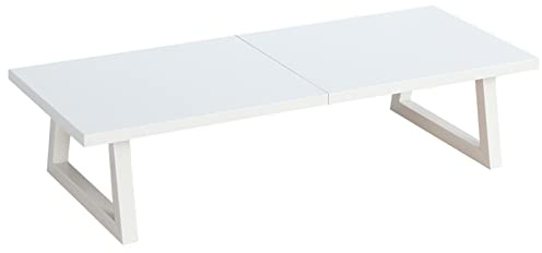 TEAMIX 24 inch Monitor Stand Riser, White Wood & Steel Computer Monitor Stand with Storage, Laptop, PC, Printer Stand Riser for Desktop Office Desk Organizers