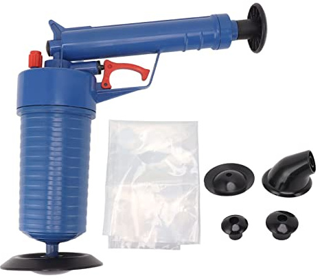 Drain Blaster Air Plunger Gun, Drain Clog Remover with 4 Sized Suckers Tub Drain Cleaner Opener Sink Plunger for Sink Bath Toilets Bathroom Shower Kitchen Clogged Pipe Bathtub