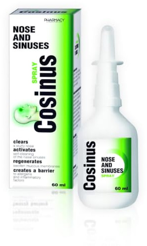 Cosinus Nasen Spray, 60 ml, bei gereizten Schleimhäuten der Nase, für Reinigung der Nasenhöhlen, reduziert Schnupfen, auch bei allergischem Schnupfen, heuschnupfen, polenallergie