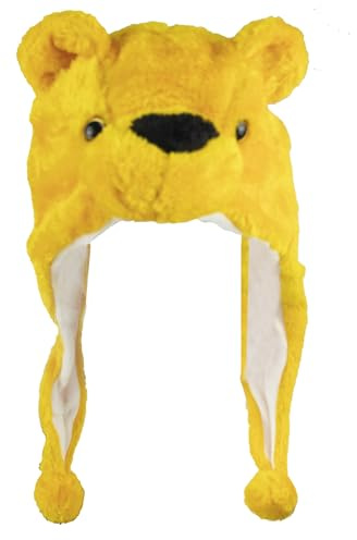 Glamexx24 plyschdjur öron, hatt, djurmössa, kostym, karneval, keps, pingvin, tiger cosplay barn, Gul björn, One size