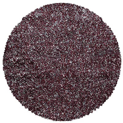 Carpetsale24 Runder Hochflor Teppich Ø 80 cm Rot – Shaggy, Flauschig & Pflegeleicht, Meliert, Jute-Rücken – Ideal für kleine Räume & Eingangsbereich