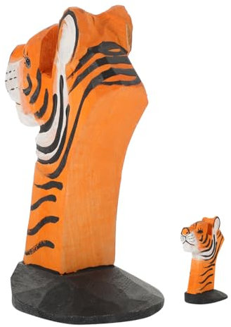 GOOHOCHY Holz Brillenständer Tigerform Handgeschnitzt Holzskulptur Brillenhalter Für Büro Und Wohnraum Rustikale Tischdekoration